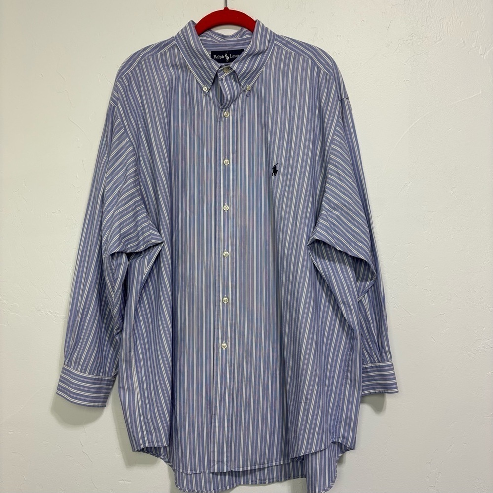 Ralph Lauren Yarmouth 100% Cotton 17 1/2 32/33 Men's Striped Dress Shirt Button